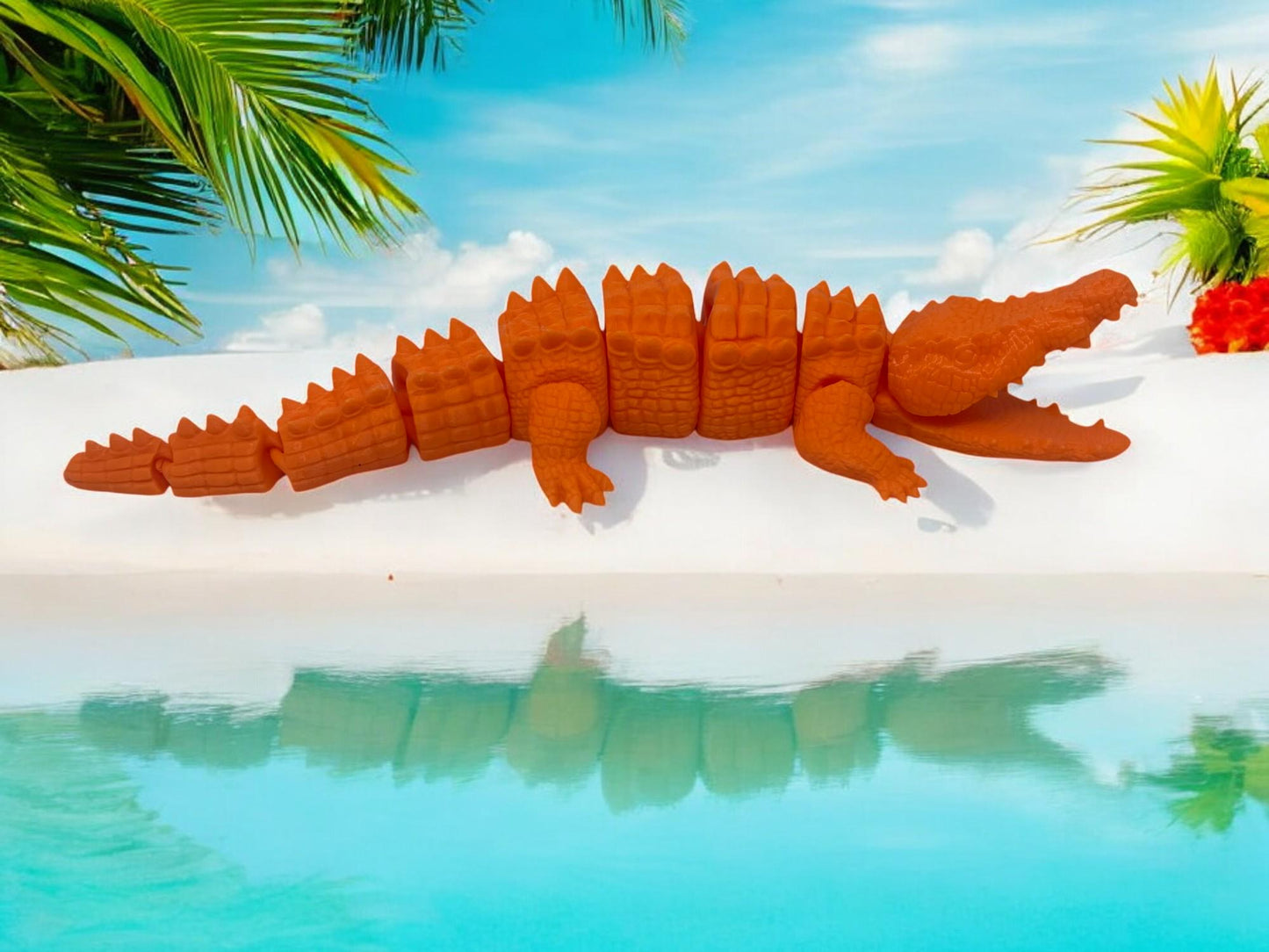 3D Printed Crocodile Figurine - Unique Handmade Crocodile Model - Home Decor or Gift Idea