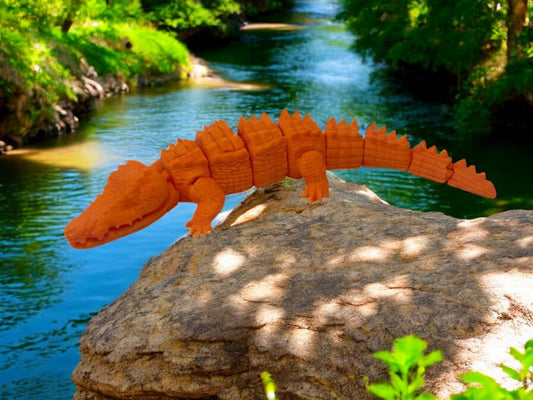 3D Printed Crocodile Figurine - Unique Handmade Crocodile Model - Home Decor or Gift Idea