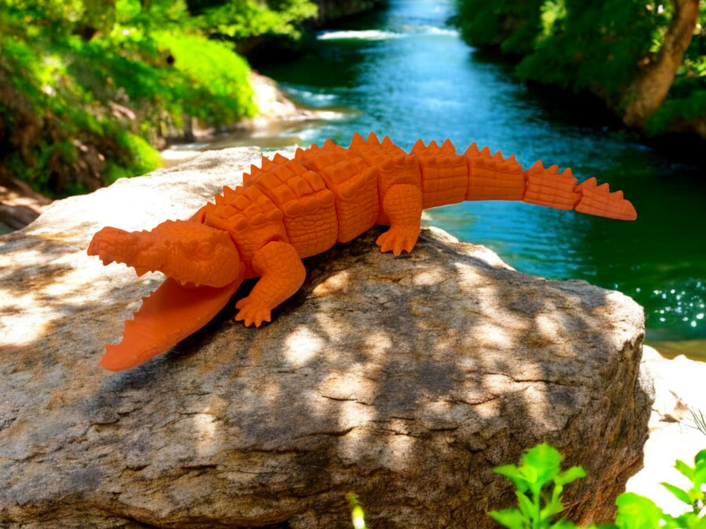 3D Printed Crocodile Figurine - Unique Handmade Crocodile Model - Home Decor or Gift Idea
