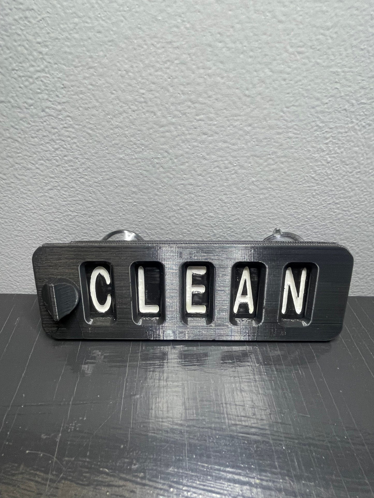 Modern 3D Printed Dishwasher Clean Dirty Sign - Choose Magnet or Suction Cup Attachment